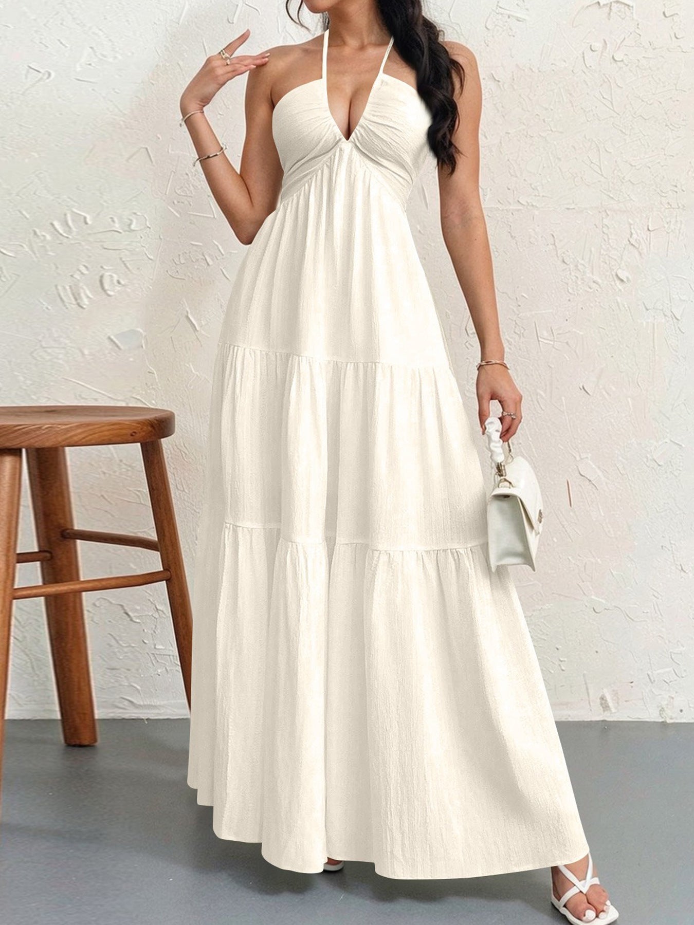 Halter neck tie dress