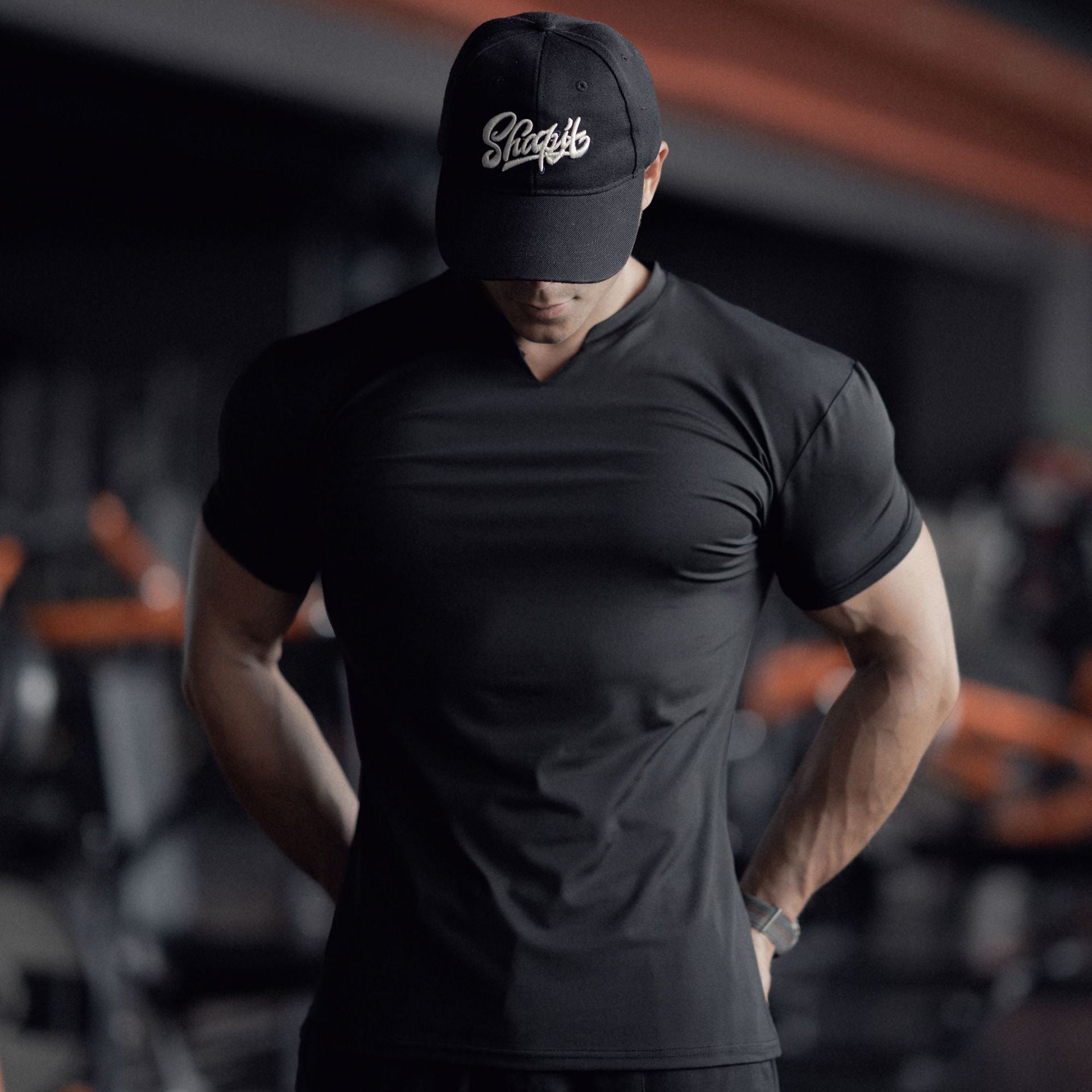 Men's V-Neck Gym Tee - Muscle-Fit Quick-Dry Training Shirt