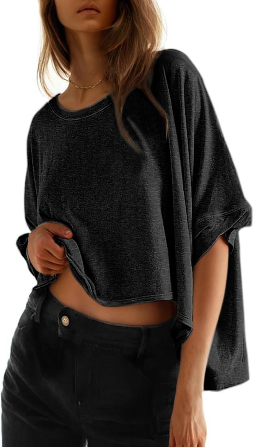 Summer Casual Oversized Batwing Sleeve Short-Sleeve T-Shirt
