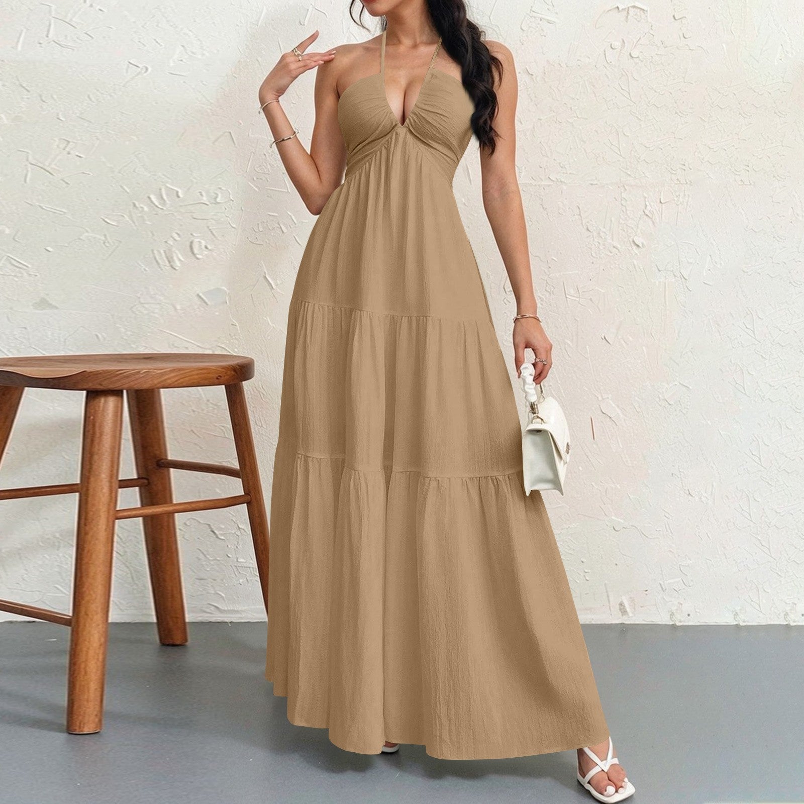 Halter neck tie dress