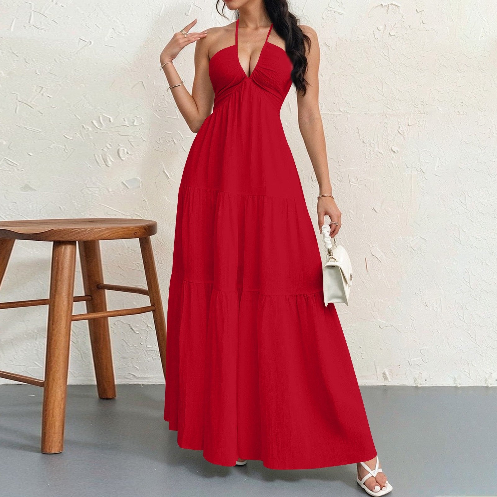 Halter neck tie dress