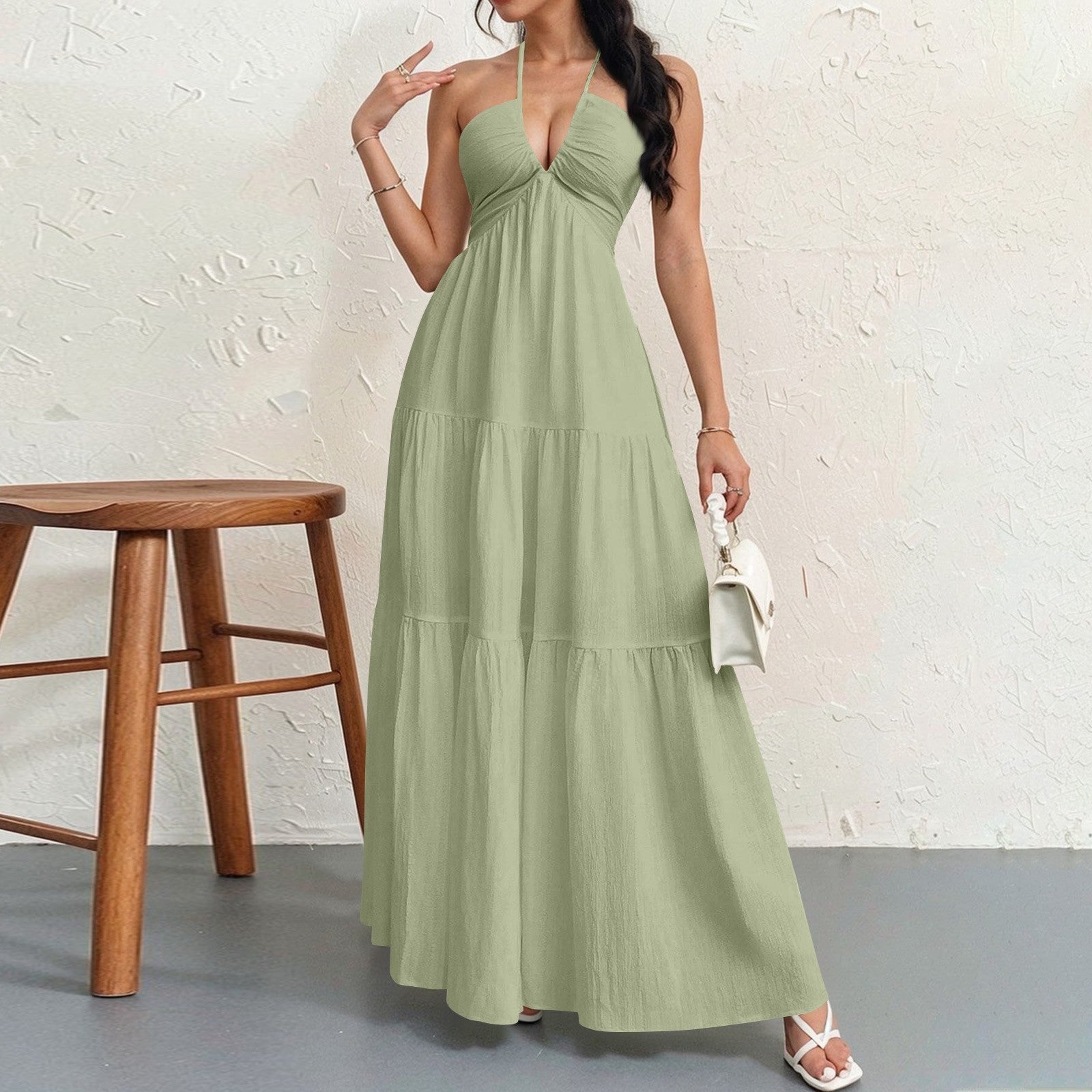 Halter neck tie dress