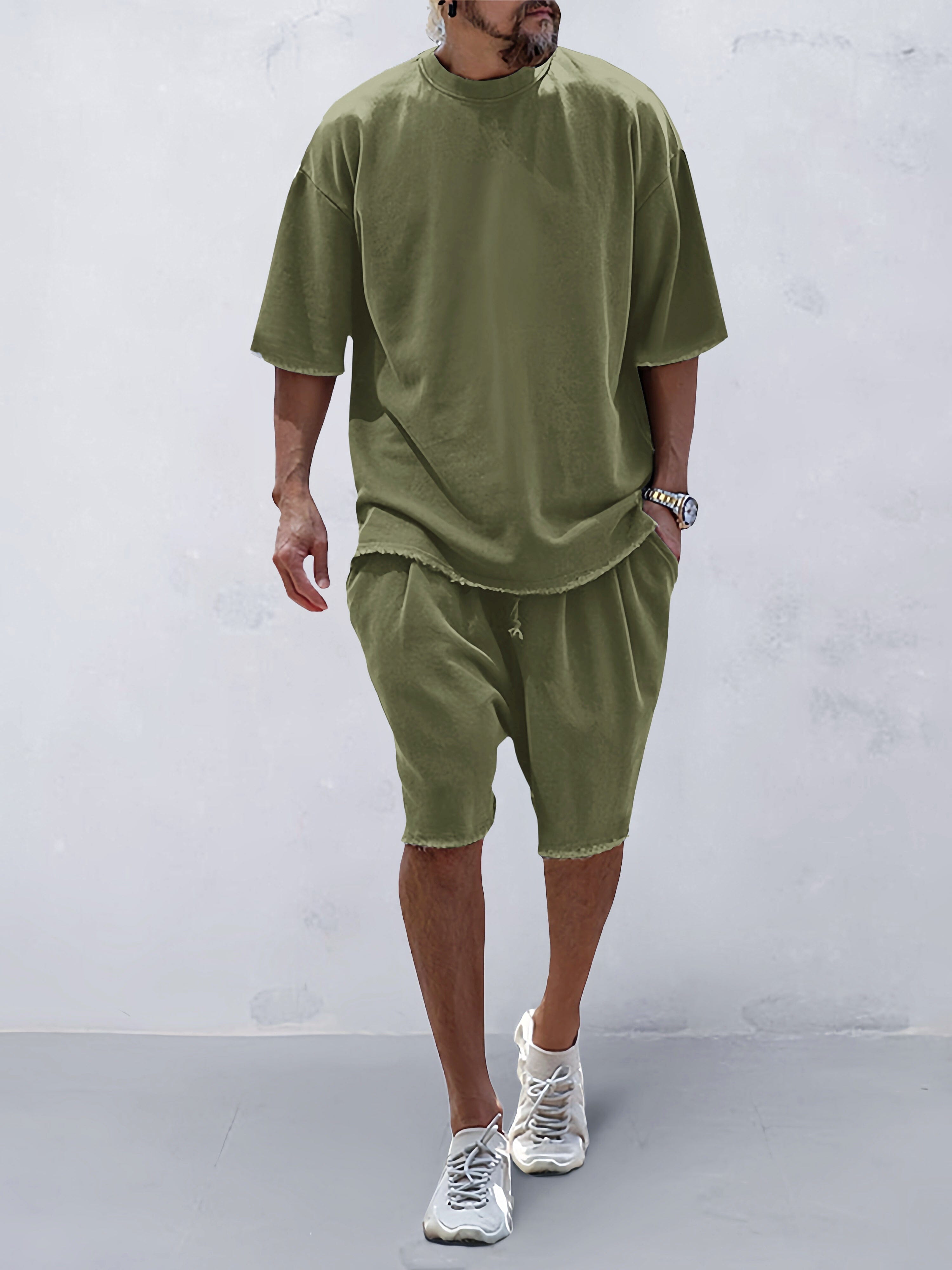 Casual Loose Fit Solid Sports Sets