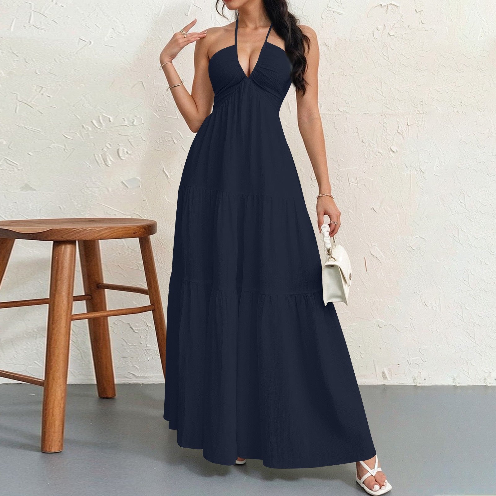 Halter neck tie dress