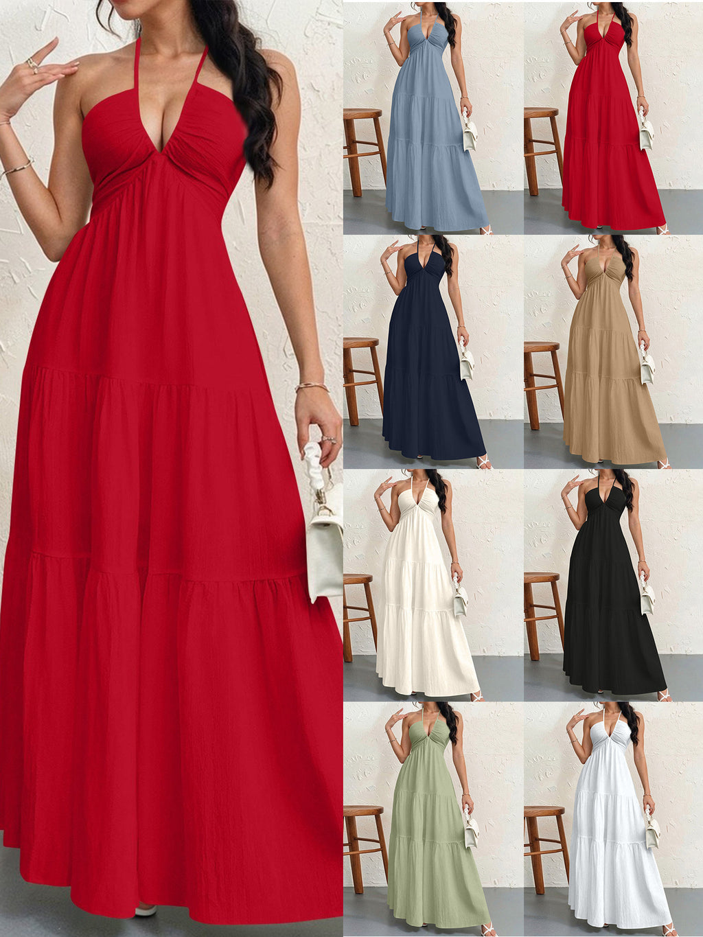 Halter neck tie dress