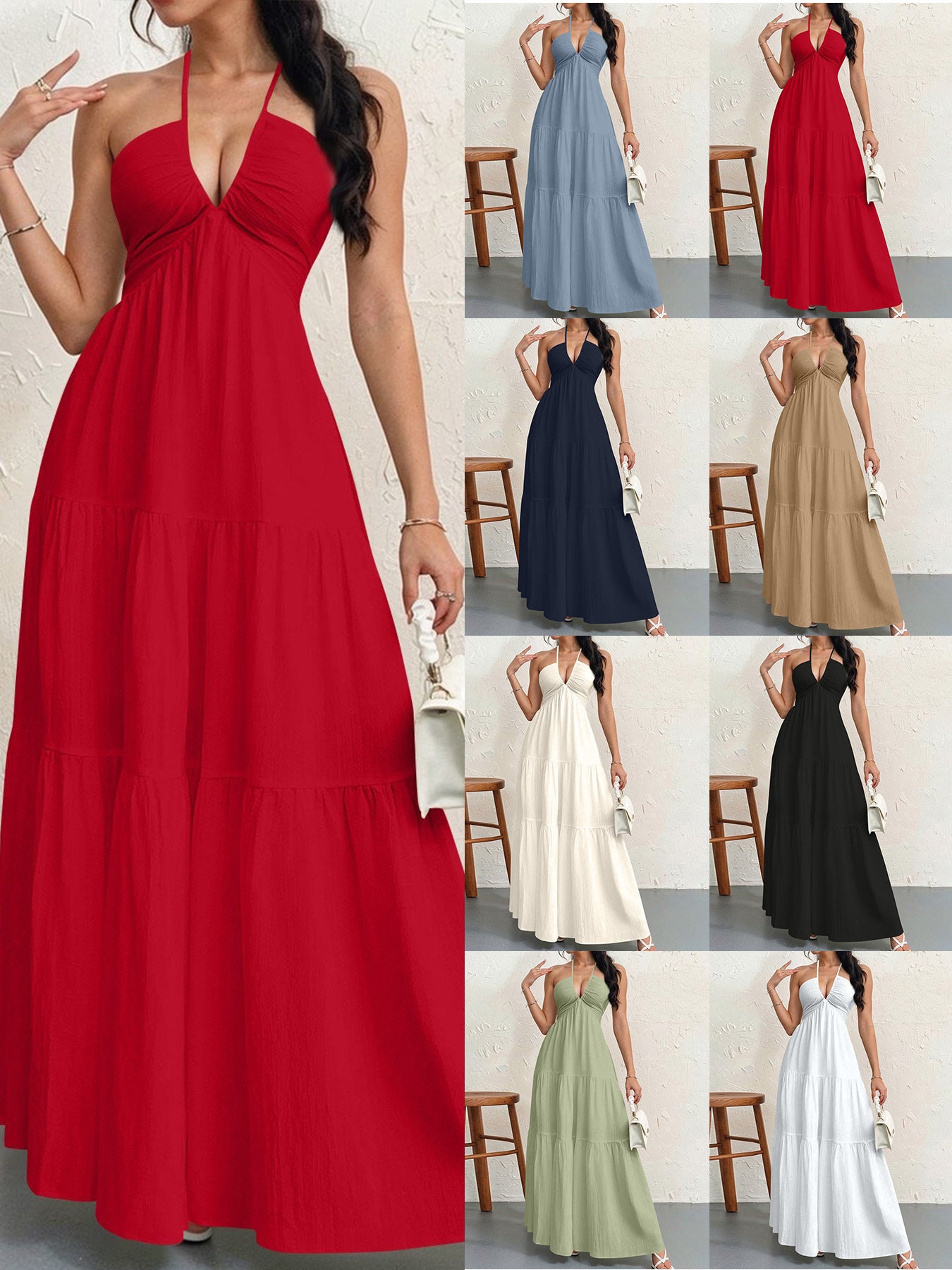 Halter neck tie dress