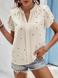 Summer V-neck heart petal sleeve shirt
