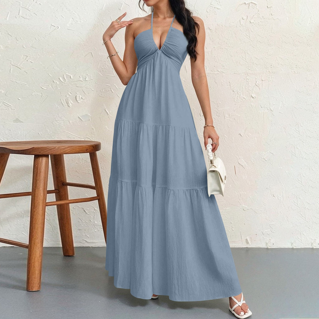 Halter neck tie dress