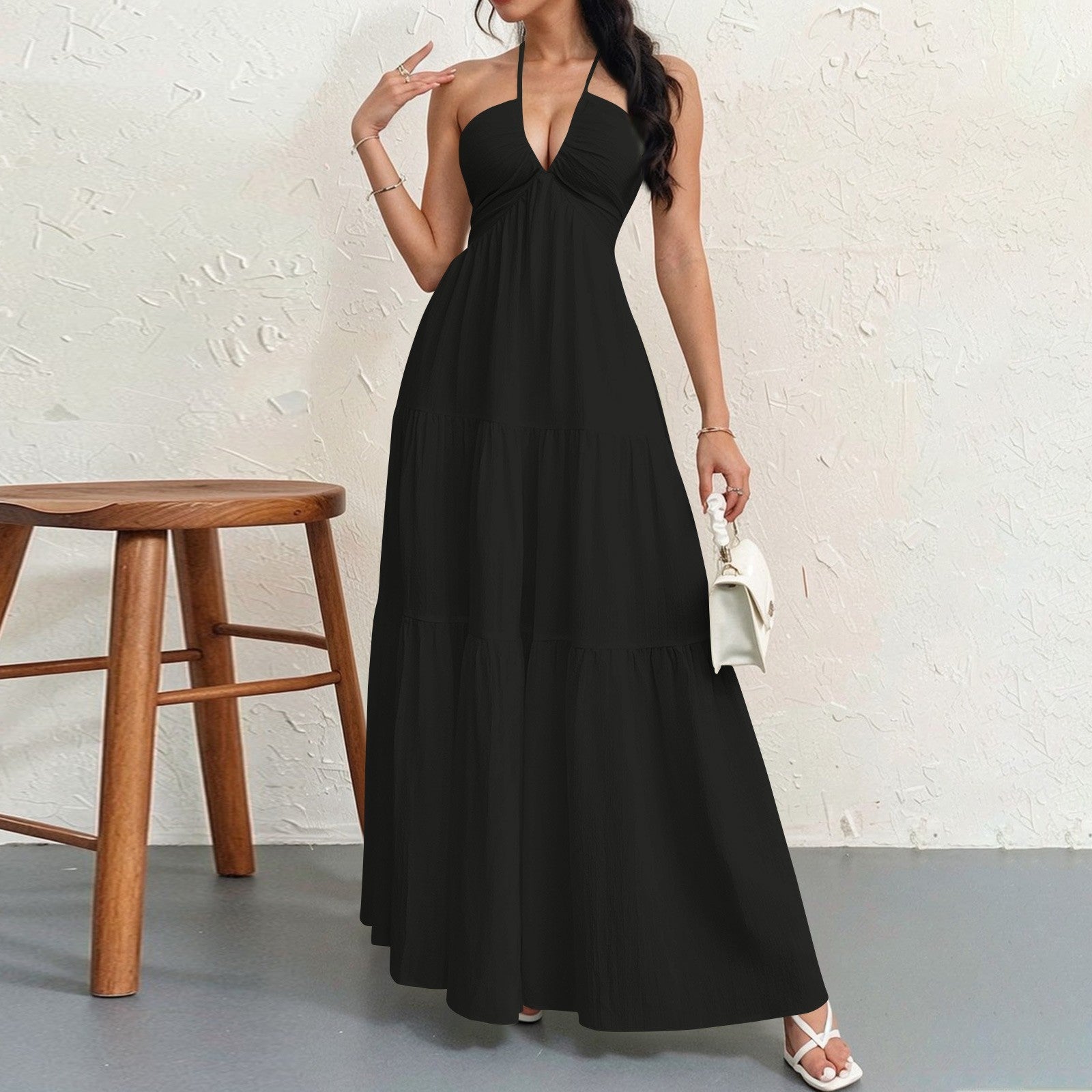 Halter neck tie dress