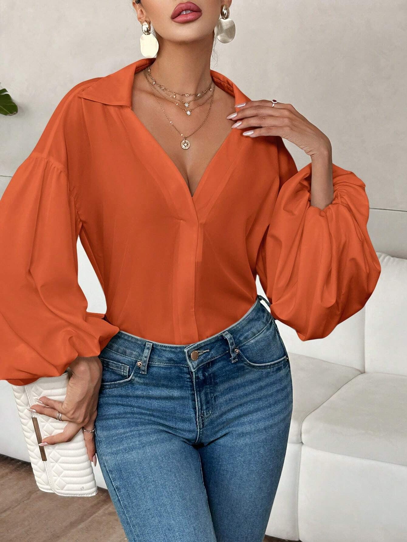 New trendy polka dot puff sleeve top