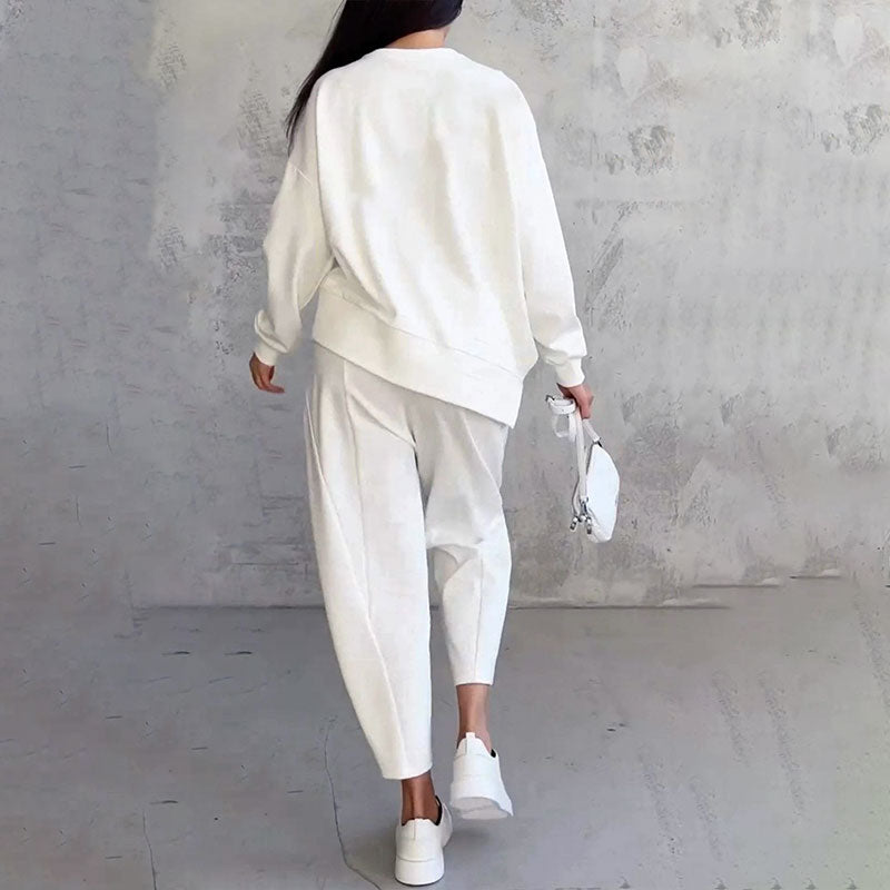 💎 55% OFF! 💎 Round-Neck Long-Sleeve Top & Pants Set – Wrinkle-Free, Breathable & Effortlessly Stylish 👚👖