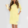 ✨🔥Women’s Crew Neck 3/4 Sleeve Side Pocket Loose T-Shirt Mini Dress💕